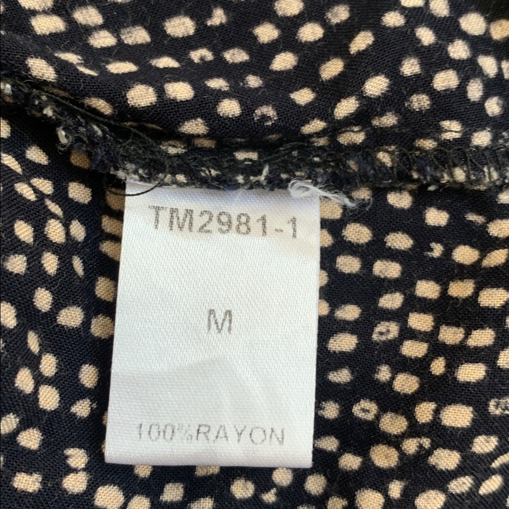 THML Sleeveless Black Blouse with Orange Embroidered Flowers & Cream Dots - Picture 8 of 15